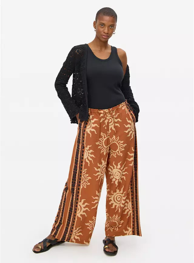 Sun Printed Ultra Wide Leg Co-ord Trousers  10 | Tu Clothing