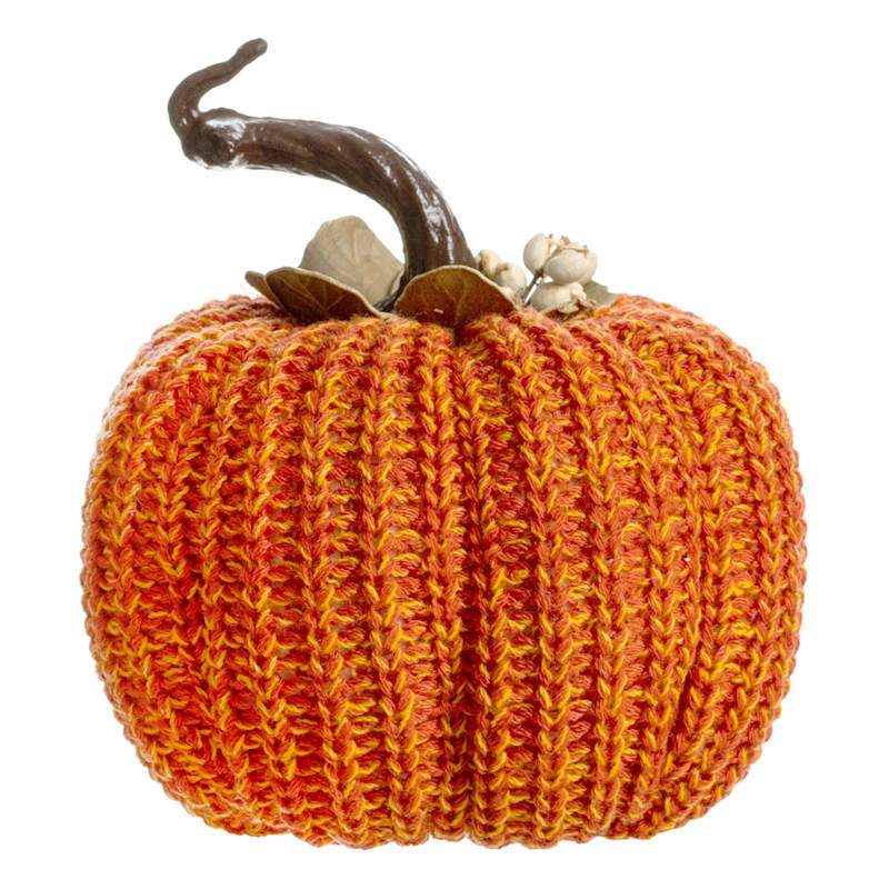Homespun Harvest Orange Knit Pumpkin, 5.5" | At Home