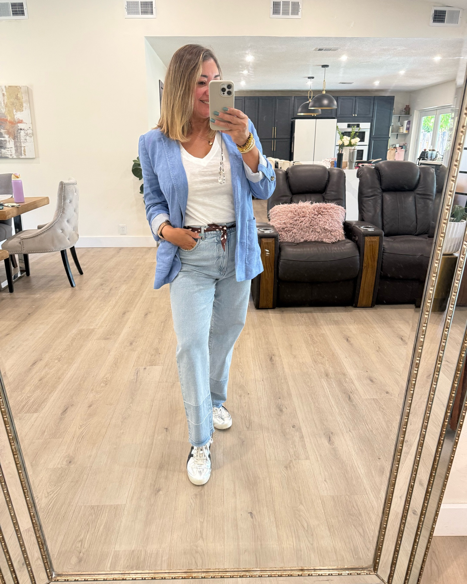 Casual Summer Outfit 
Weekend basic outfit, love the everyday tee feol @loft, jeans are super relax and comfortable wearing a size 10. Jacket from @anntaylor 

#summercasual #weekendoutfit #over45style #loveloft

#LTKootd #LTKdayinmylife #LTKOver40