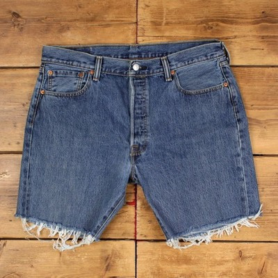 Vintage Levi's Denim Shorts 36 Levis 501 Raw Hem Jorts Stonewash Bermuda Blue | eBay UK