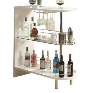 Coaster 2 Shelf Pub Table in Glossy White and Chrome | Cymax