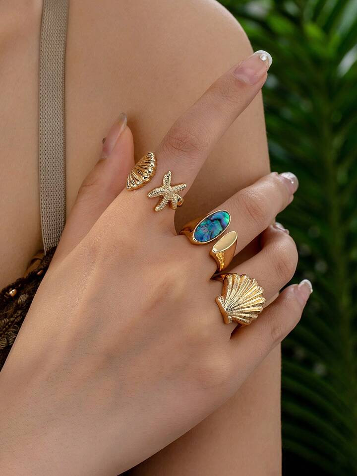 3pcs Mini Lucky Gold Rings Set For Summer Style | SHEIN