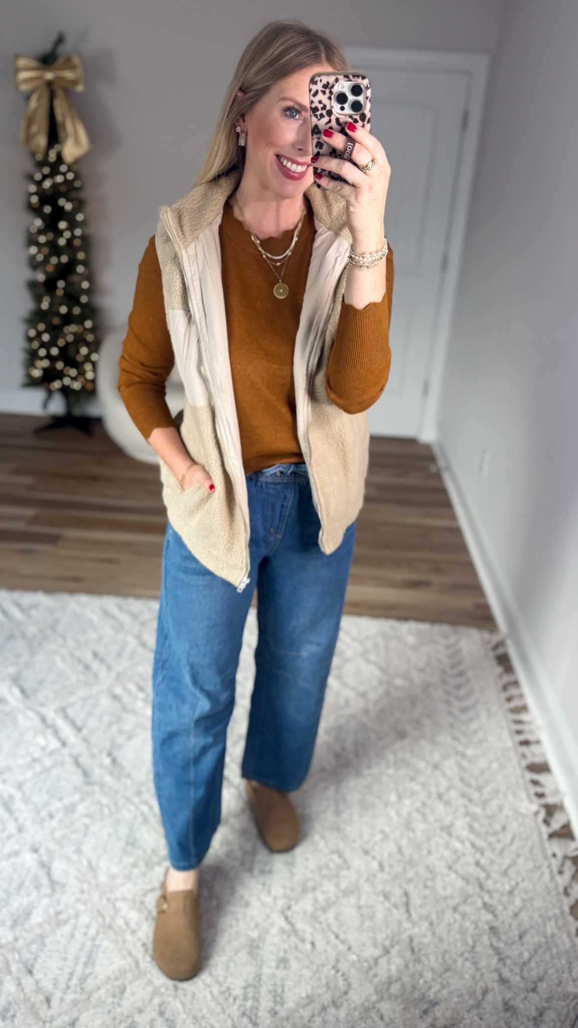 Daily try on, Amazon outfit, Amazon try on, scallop sweater, fleece vest, barrel jeans 

Size smalls 

#LTKSaleAlert #LTKFindsUnder50 #LTKootd