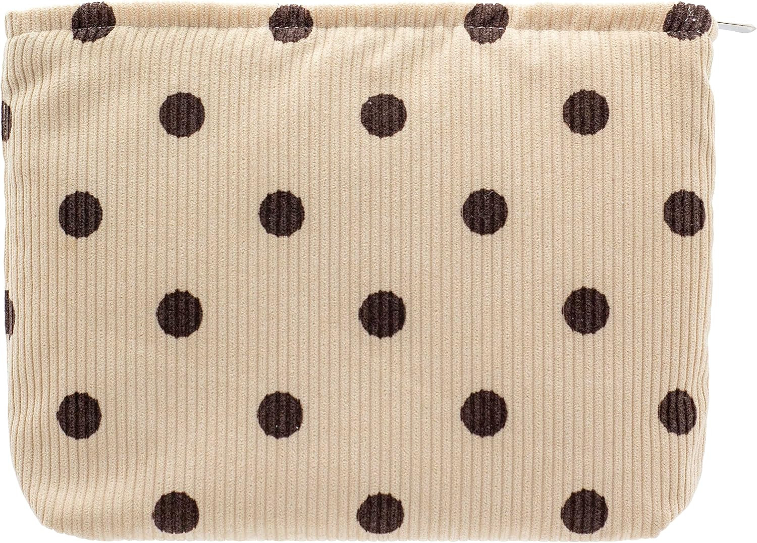 Flat Makeup Bag for Women,Zipper Cosmetic Pouch for Purse,Polka Dot Beige | Amazon (US)