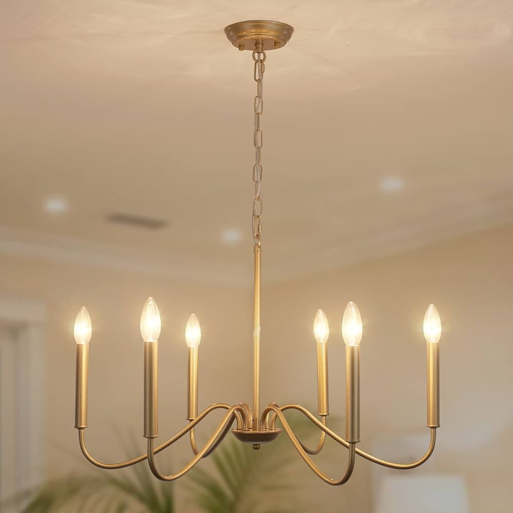 generies Antique Spray Gold Farmhouse Chandelier, 6 Light Rustic Lighting Fixture Modern Industri... | Amazon (US)