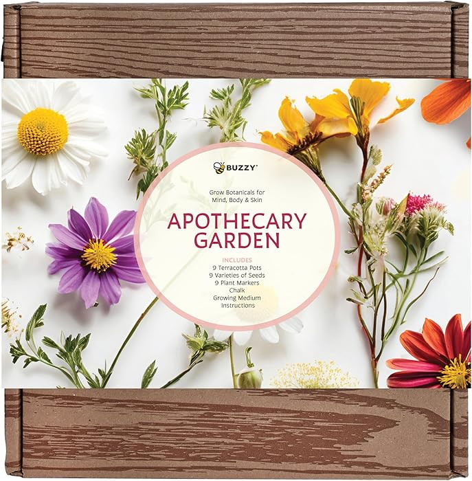 BUZZY Seeds Apothecary Garden Wellness Kit with 9 Varieties of Non-GMO Flower and Herb Seeds, Ter... | Amazon (US)