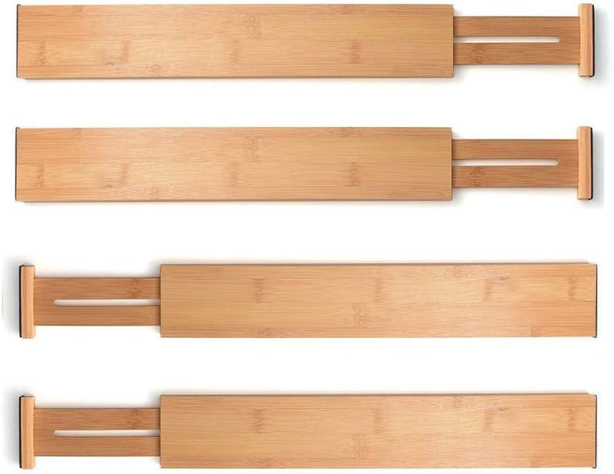 Guntsous 4 Pack Bamboo Drawer Divider - Expandable Drawer Organizers (12.8"-17") Spring Adjustabl... | Amazon (US)