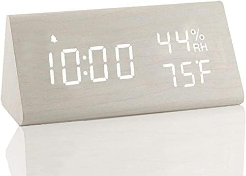 【Upgraded】 Digital Wooden Alarm Clock, with 3 Alarm Settings, Electronic LED Time Display, 3 ... | Amazon (US)