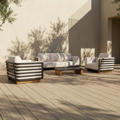 4 Pieces Aluminum Outdoor Patio Sofa Seating Group With 6.7'' Seat Cushions | Wayfair North America