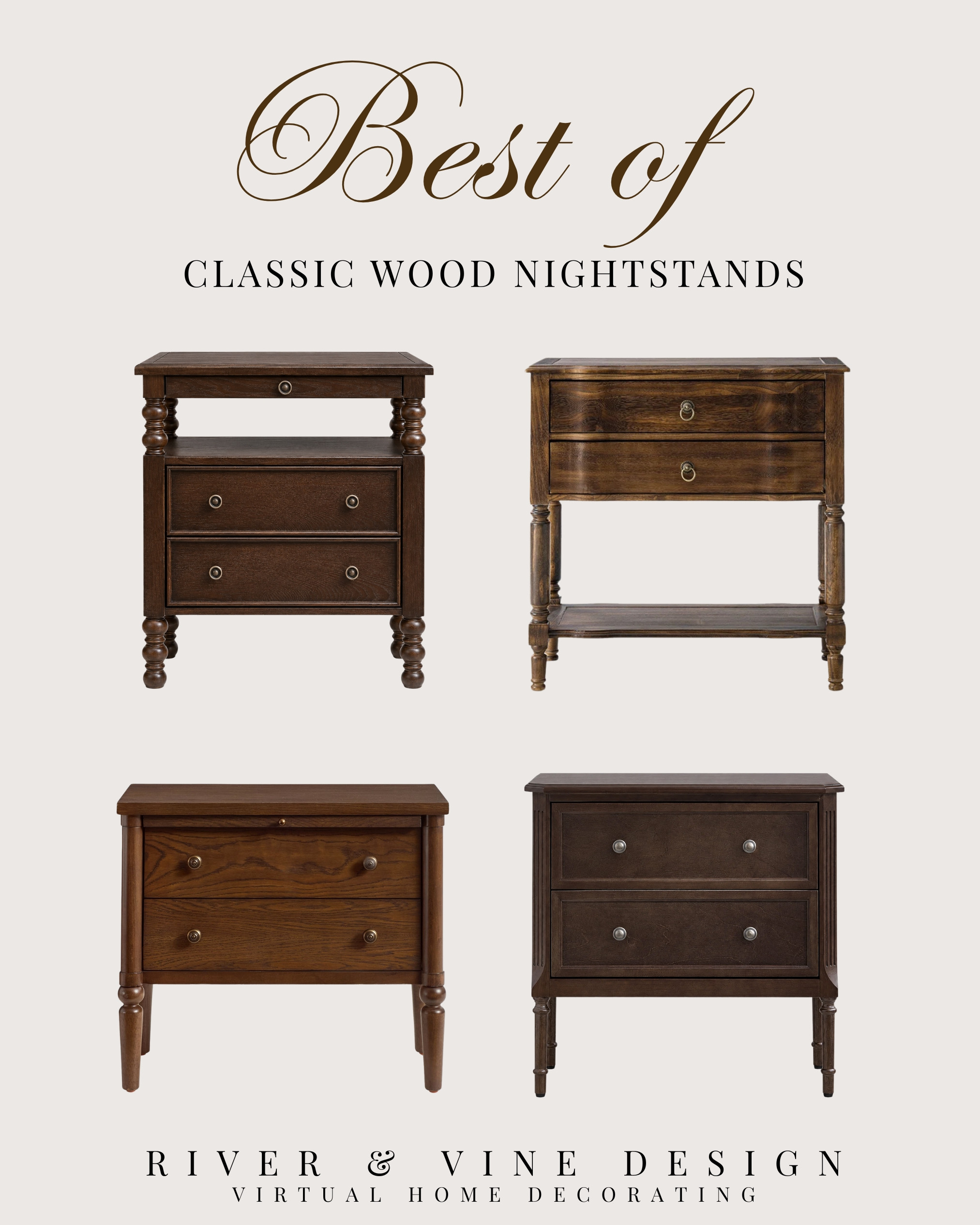 A classic wood nightstand instantly makes a bedroom feel more timeless. Turned legs, warm wood tones, drawer storage, open shelves, and antique-style hardware all help a room feel collected rather than overly decorated.

Great options for traditional bedrooms, classic home decor, vintage-inspired furniture, wood nightstands, guest bedroom ideas, primary bedroom styling, and Ralph Lauren inspired interiors.

Disclosure: I may receive a small commission from purchases made through my links, at no additional cost to you. 

 #LTKHome