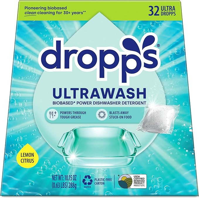 Dropps UltraWash Dishwasher Detergent Pods, Lemon Citrus (32 Ct) - Cuts Grease & Stuck-On Food | ... | Amazon (US)