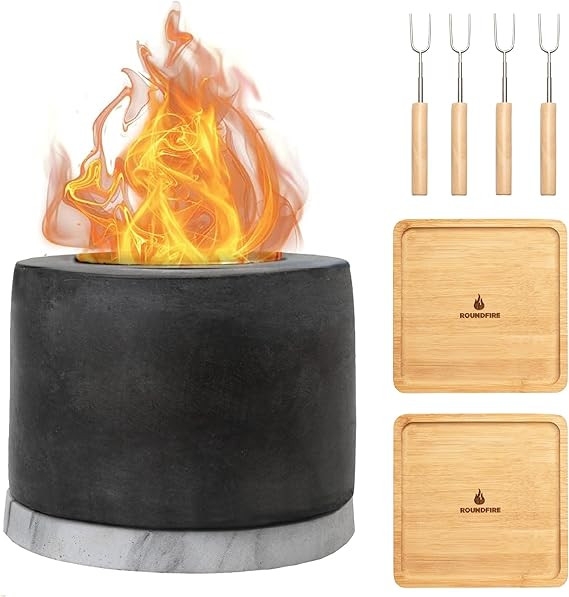 Roundfire Tabletop Fire Pit (1 Pack - with Smores Kit) Ethanol Table Top Fire Pit | Amazon (US)