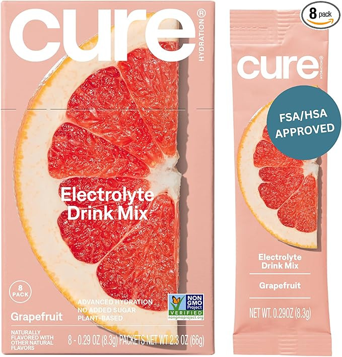 Cure Hydration Plant-Based Electrolyte Drink Mix | No Added Sugar | Dehydration Relief | Coconut ... | Amazon (US)