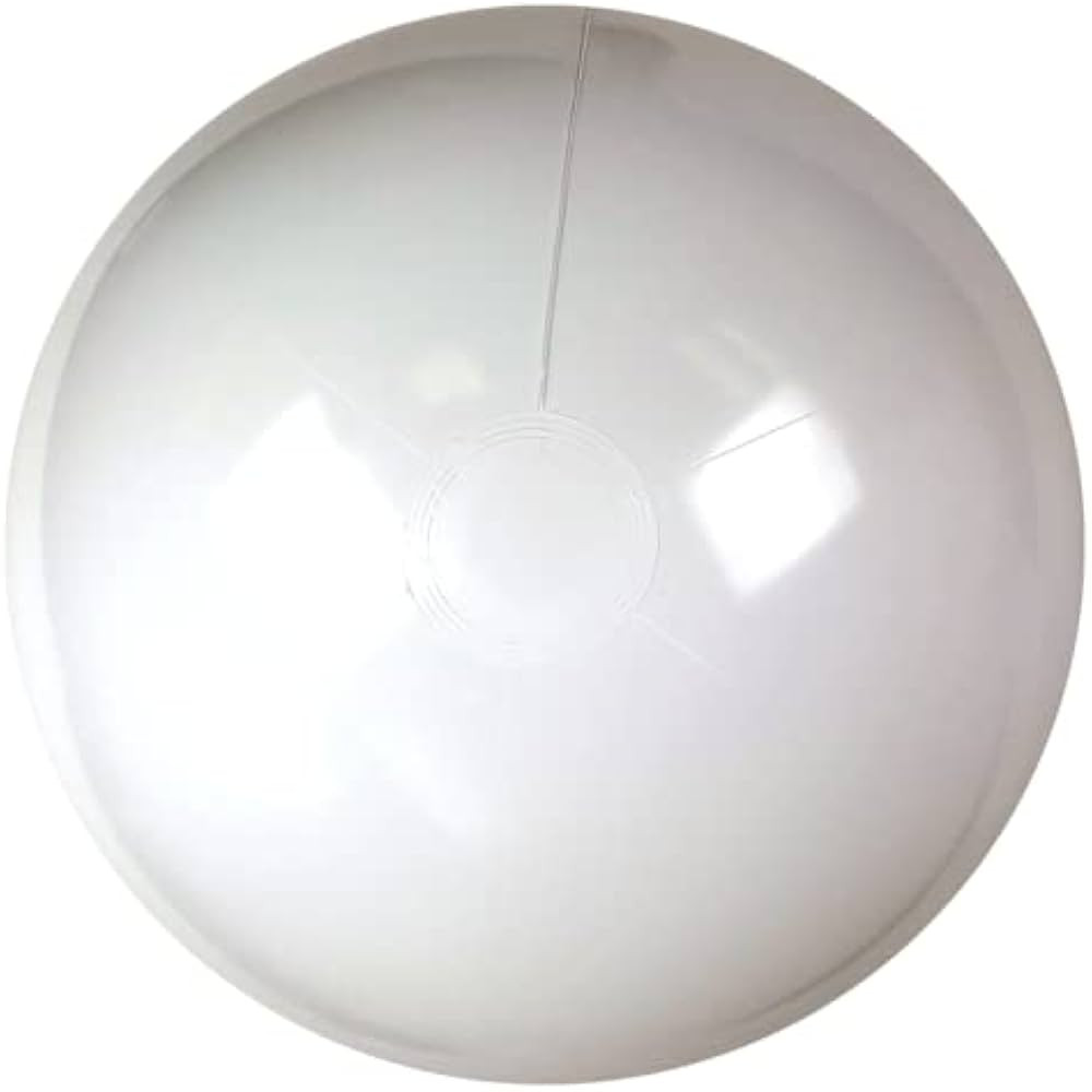 24-Inch Deflated Size Solid White Beach Ball - Inflatable to 18-Inches Diameter | Amazon (US)