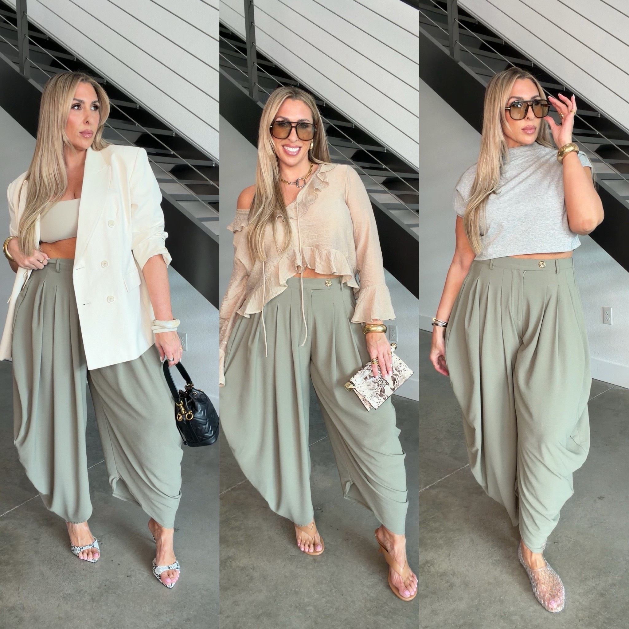 Midsize Inspo 

My fav pants size XL (TTS) They look darker in the Amazon image photo. color: green 

Cream shoulder pad blazer L (size down) 

bralette XL

Ruffle top L

Grey top L

Shoes comfortable and true to size . also linked other options to pair.

sunglasses: Use discount code: CHRISTINEHR to save up to 25% 

Jewlery: Use discount code: Christine for 40% off

#LTKootd #LTKMidsize #LTKOver40