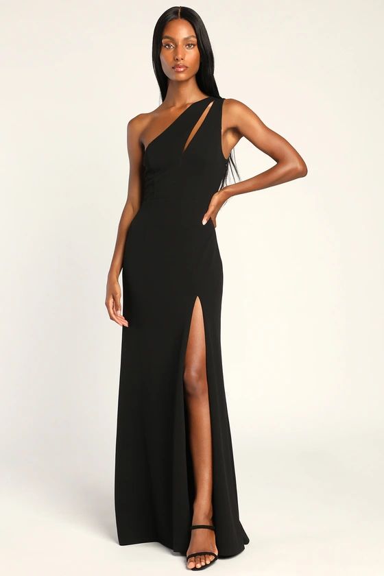 Divinely Dynamite Black One-Shoulder Maxi Dress | Lulus (US)