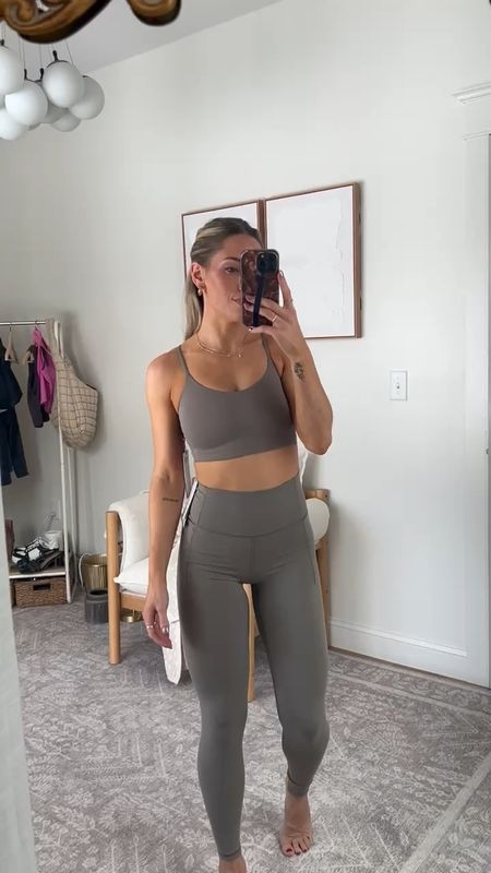 Loving this buttery soft gray workout set! 🩶

🤩 wearing an xs in the bra and a small in the leggings!

#LTKfindsunder100 #LTKfitness #LTKstyletip