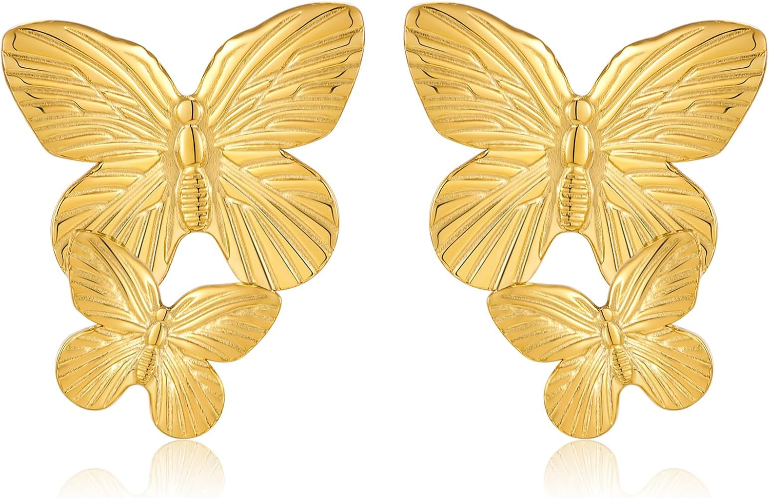 WOWORAMA Gold Butterfly Flower Earrings for Women Vintage Metal Flower Butterfly Earrings Trendy ... | Amazon (US)