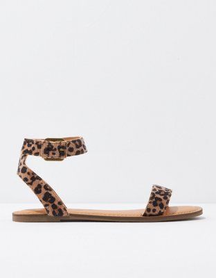 AE Leopard Ankle Strap Sandal | American Eagle Outfitters (US & CA)