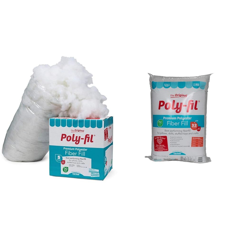 Fairfield Original Poly-Fil Premium Polyester Fiber Fill Stuffing, 5 lbs and 32 oz Bags for Pillo... | Amazon (US)