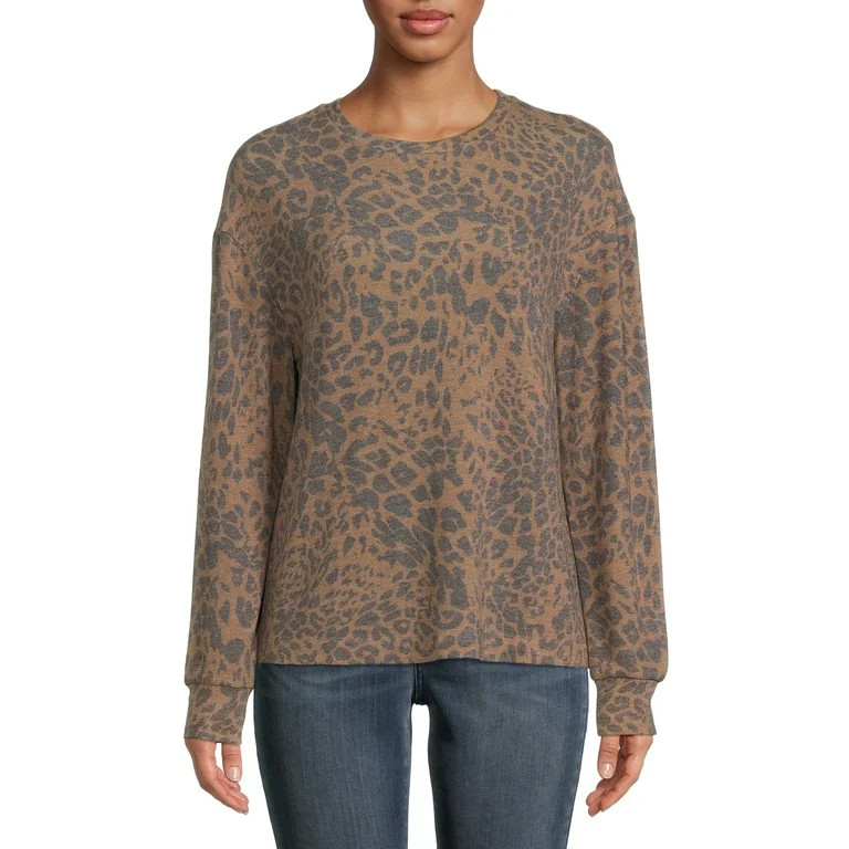 Time and Tru Women's Hacci Crew Neck Pullover | Walmart (US)