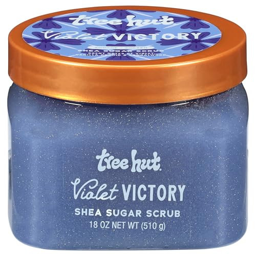 Tree Hut Violet Victory Body Scrub, Exfoliating & Hydrating Sugar Scrub with Shea Butter & Essential Oils, Smooth Skin, Body Exfoliator For All Skin Types, Self Care Gifts for Women, Vegan, 18 Oz | Amazon (US)