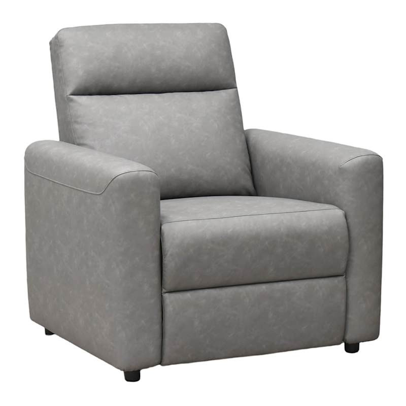 Bowen Faux Leather Recliner, Grey | At Home