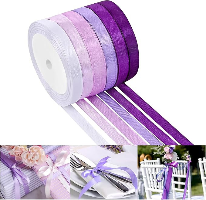 NACHLYNN 150 Yards Purple Satin Ribbon 3/8 inch Wide Polyester Fabric Ribbon Use for Gift Wrap We... | Amazon (US)