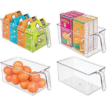 mDesign Plastic Kitchen Pantry Cabinet Refrigerator Storage Organizer Bin Holder with Front Handl... | Amazon (US)