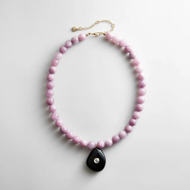 Jamie Semi-Precious Beaded Necklace - Light Amethyst/Black Hypersthene | BaubleBar