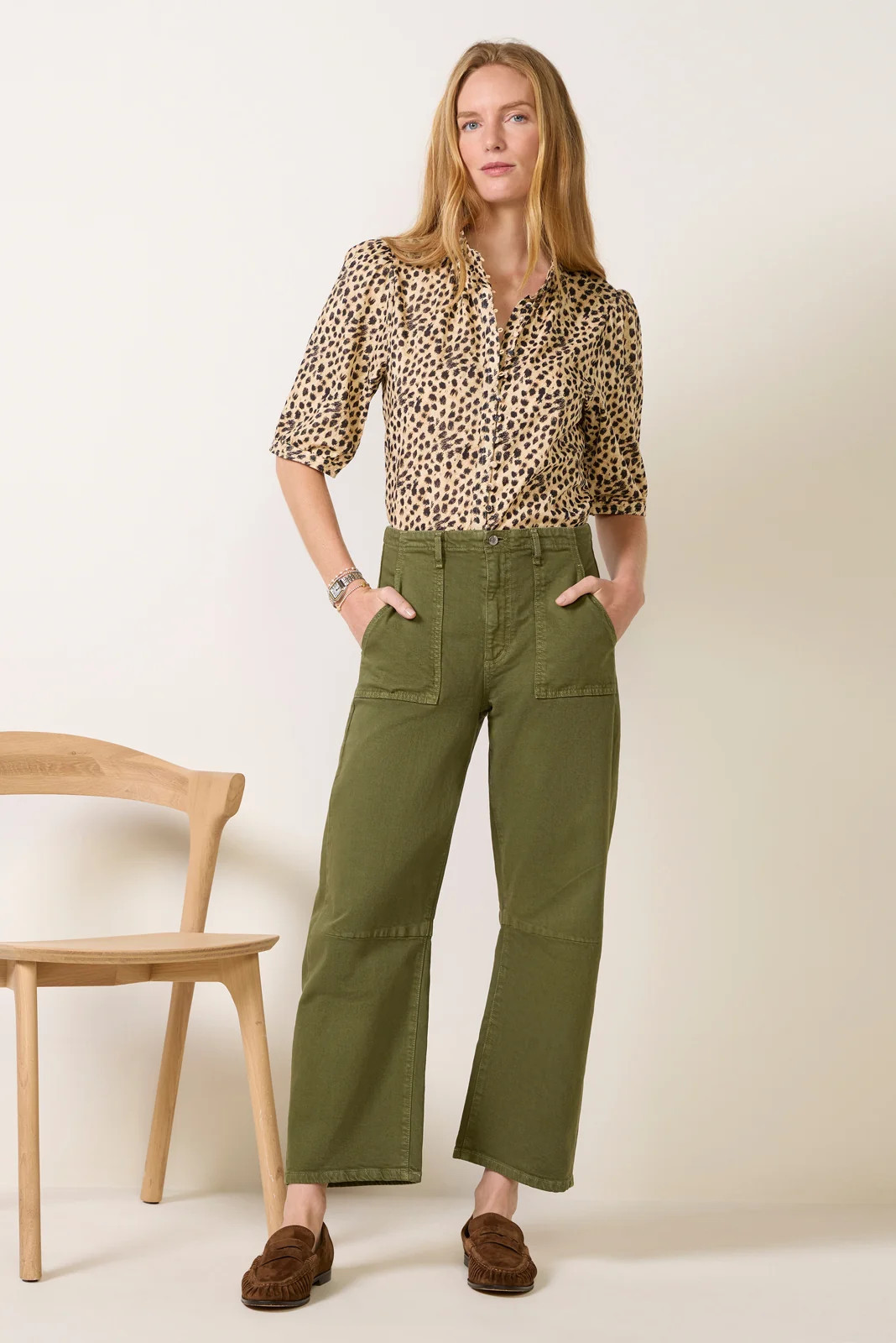 LE JEAN Women's Utility Soft Barrel Jean, Size 25, Green | Evereve
