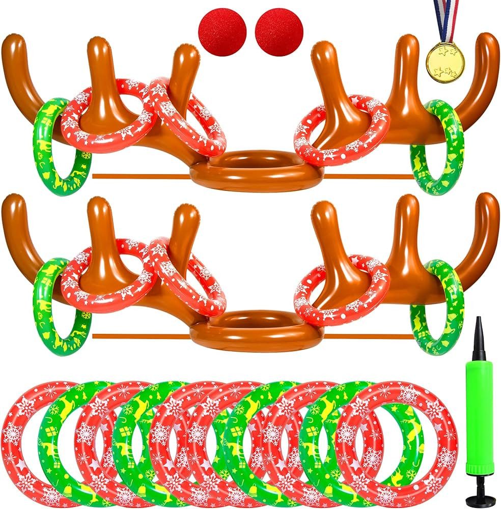 Hapdoop 2-4 Players Inflatable Reindeer Antler Ring Toss Game for Christmas Party - Game Rules In... | Amazon (US)