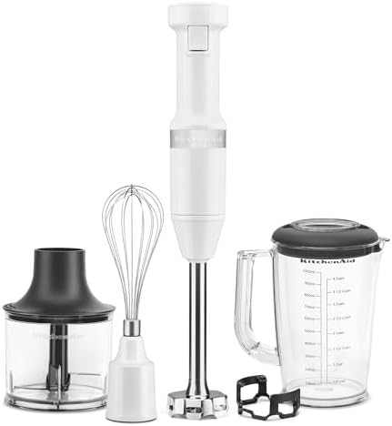 KitchenAid Variable Speed Corded Hand Blender with Accessories, White, KHBV83WH | Amazon (US)