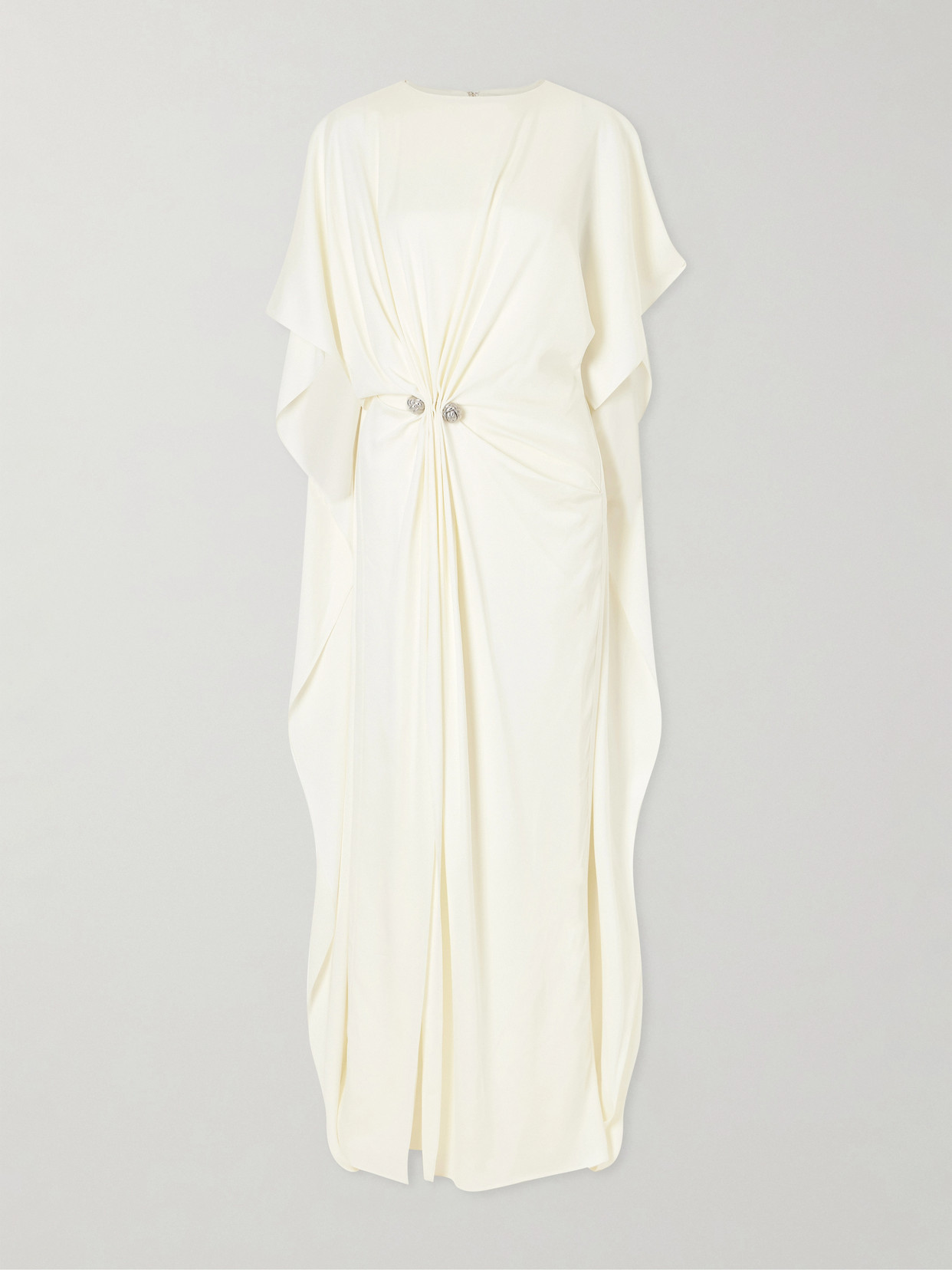 Brandon Maxwell - Draped Embellished Crepe Midi Dress - Neutrals | NET-A-PORTER (US)