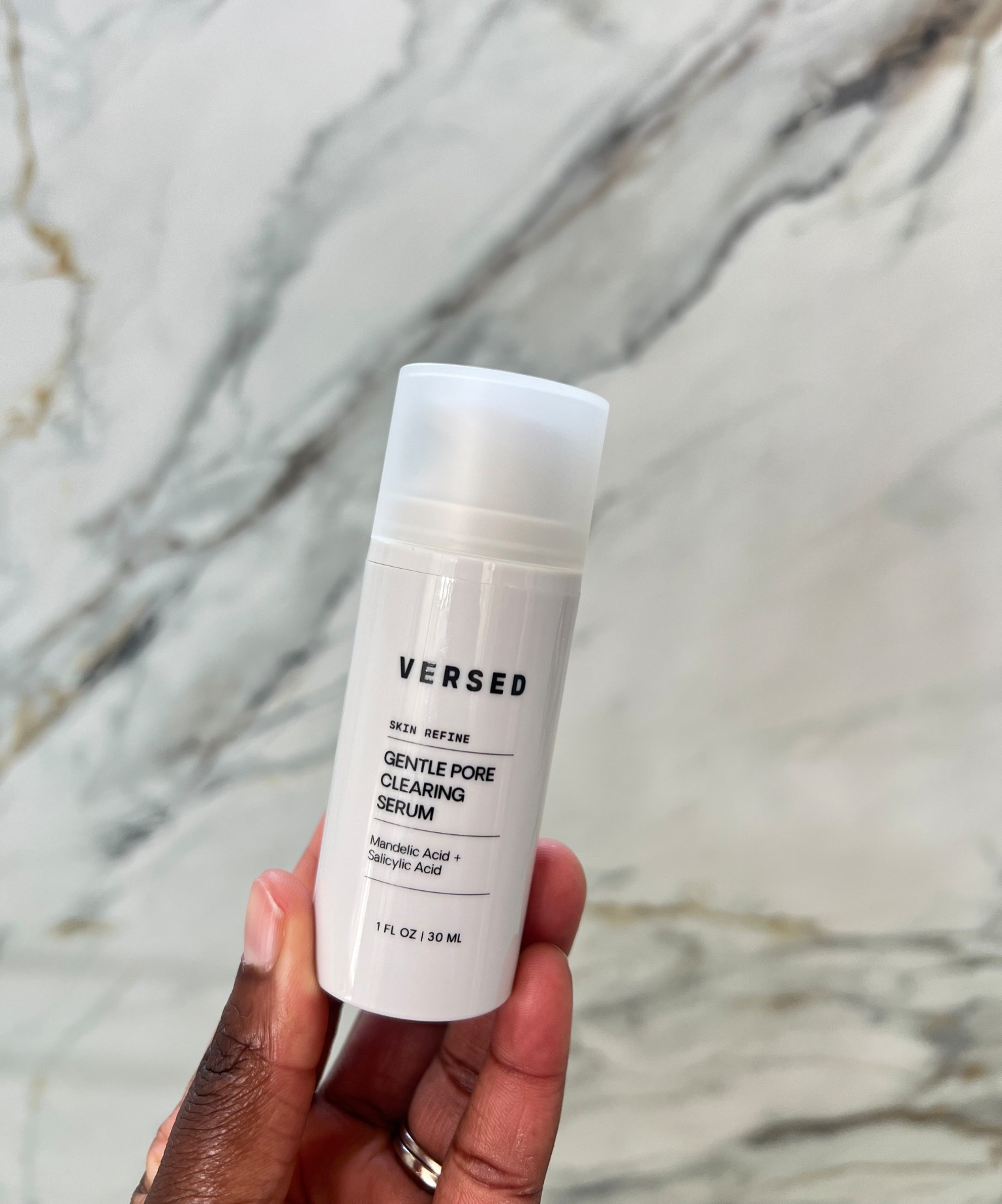 Skin and Pore Refining Serum. @versed Everything you want in a serum, Skin Refine Gentle Pore Clearing Serum gently exfoliates and hydrates skin to deliver glass skin overnight. Mandelic and salicylic acids work together to smooth texture, refine pores, and help to clarify skin without breaking your barrier.

#LTKmorningroutine #LTKBeauty