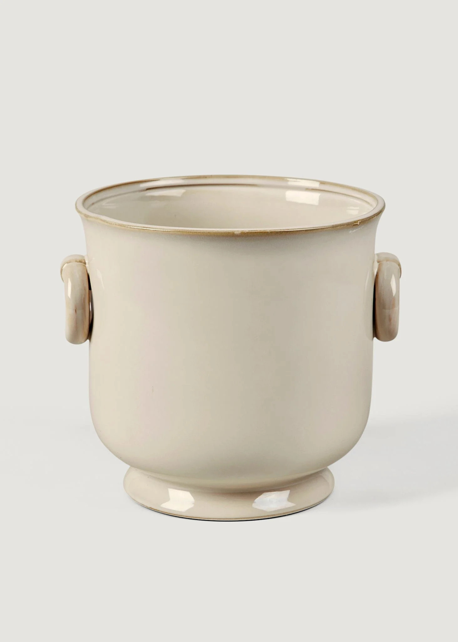 Glossy Large Cream Ceramic Cache Pot - 9.25" | Afloral