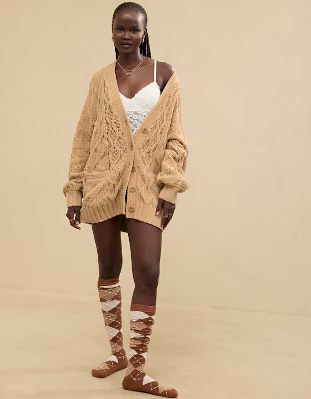 Aerie Oversized Cable Cardigan | Aerie