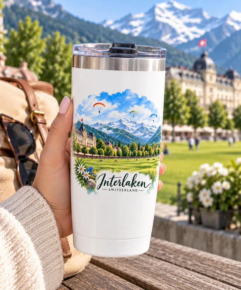 Interlaken Switzerland PNG, Swiss Alps Watercolor, Switzerland Travel PNG, Interlaken Souvenir, E... | Etsy (Global)
