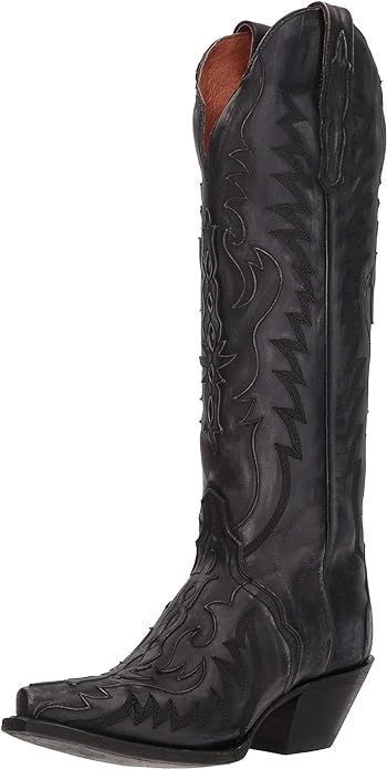 Dan Post Womens Black Distressed Cowboy Boots Leather Snip Toe 7.5 M | Amazon (US)