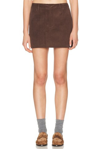 SEROYA Azalea Mini Skirt in Brown | FWRD 