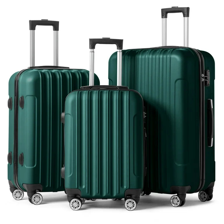 Zimtown 3-Piece Nested Spinner Suitcase Luggage Set with TSA Lock, Dark Green - Walmart.com | Walmart (US)