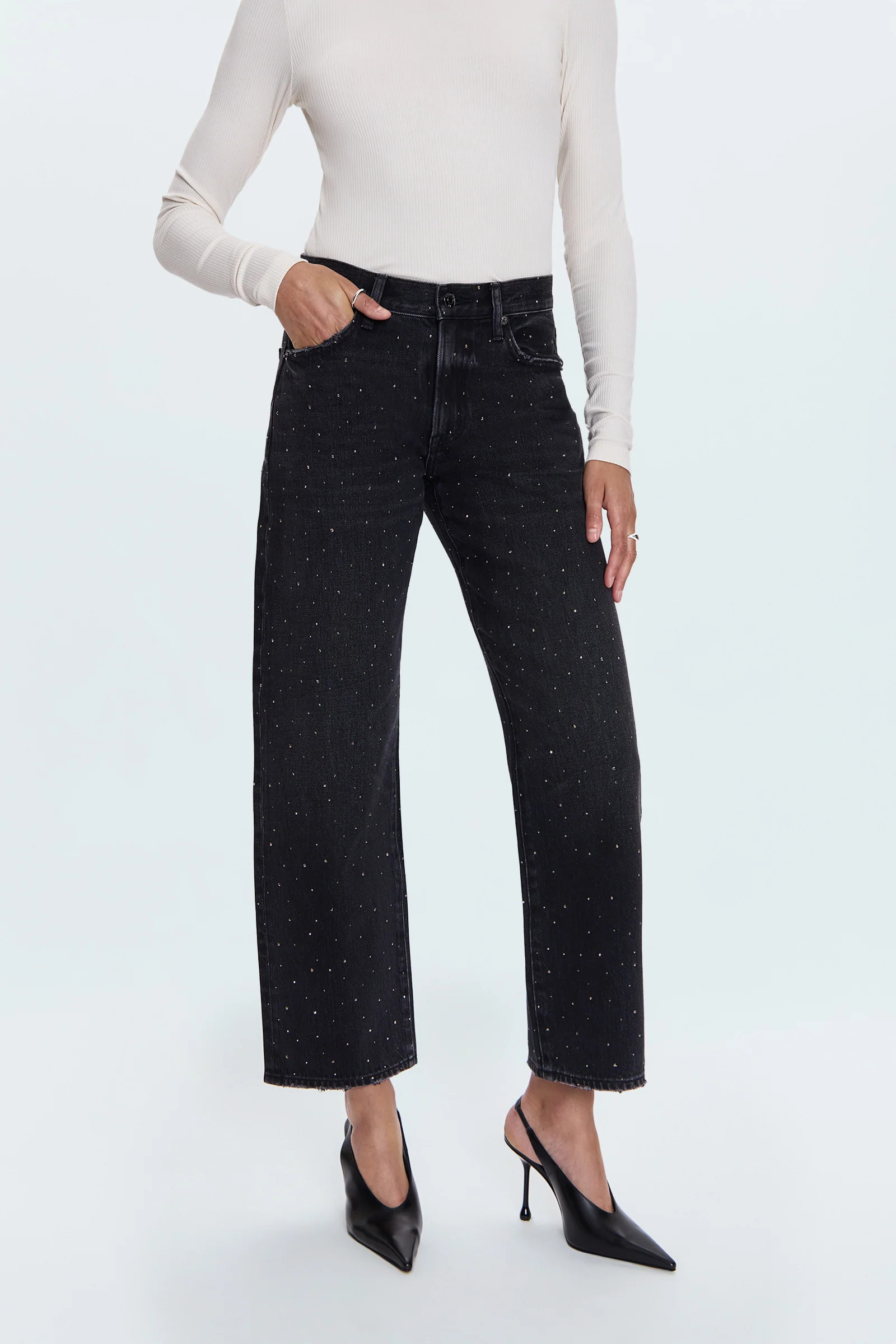 Lexi Mid Rise Bowed Straight Jean - Silver Screen | Pistola Denim