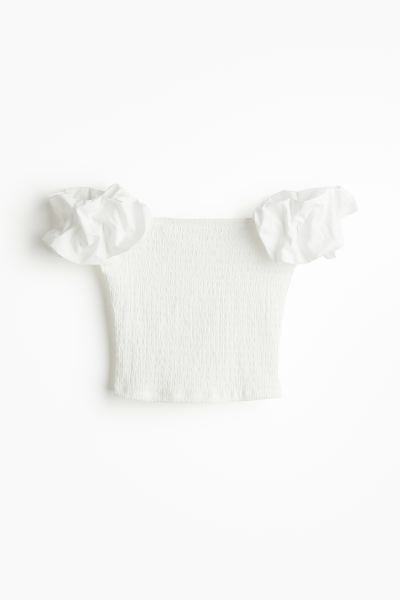 Puff-sleeved Off-the-shoulder Top - White - Ladies | H&M US | H&M (US + CA)