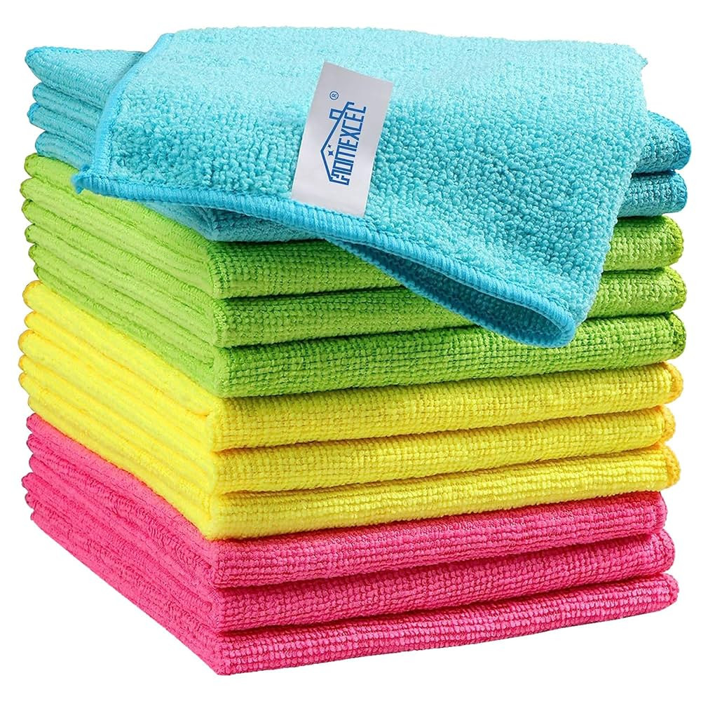 HOMEXCEL Microfiber Cleaning Cloth,12 Pack Cleaning Rags, Cleaning Towels with 4 Color Assorted, ... | Amazon (US)