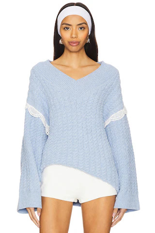 Tierra Oversized V-Neck Sweater in Blue | Revolve Clothing (Global)
