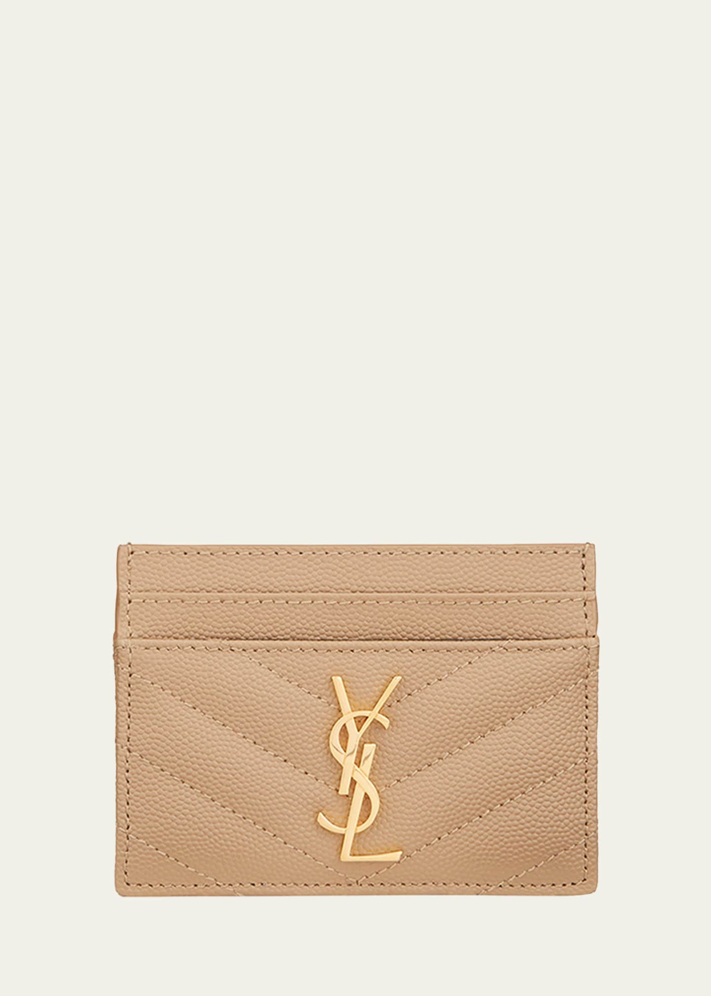 Saint Laurent YSL Monogram Card Case in Grained Leather | Bergdorf Goodman