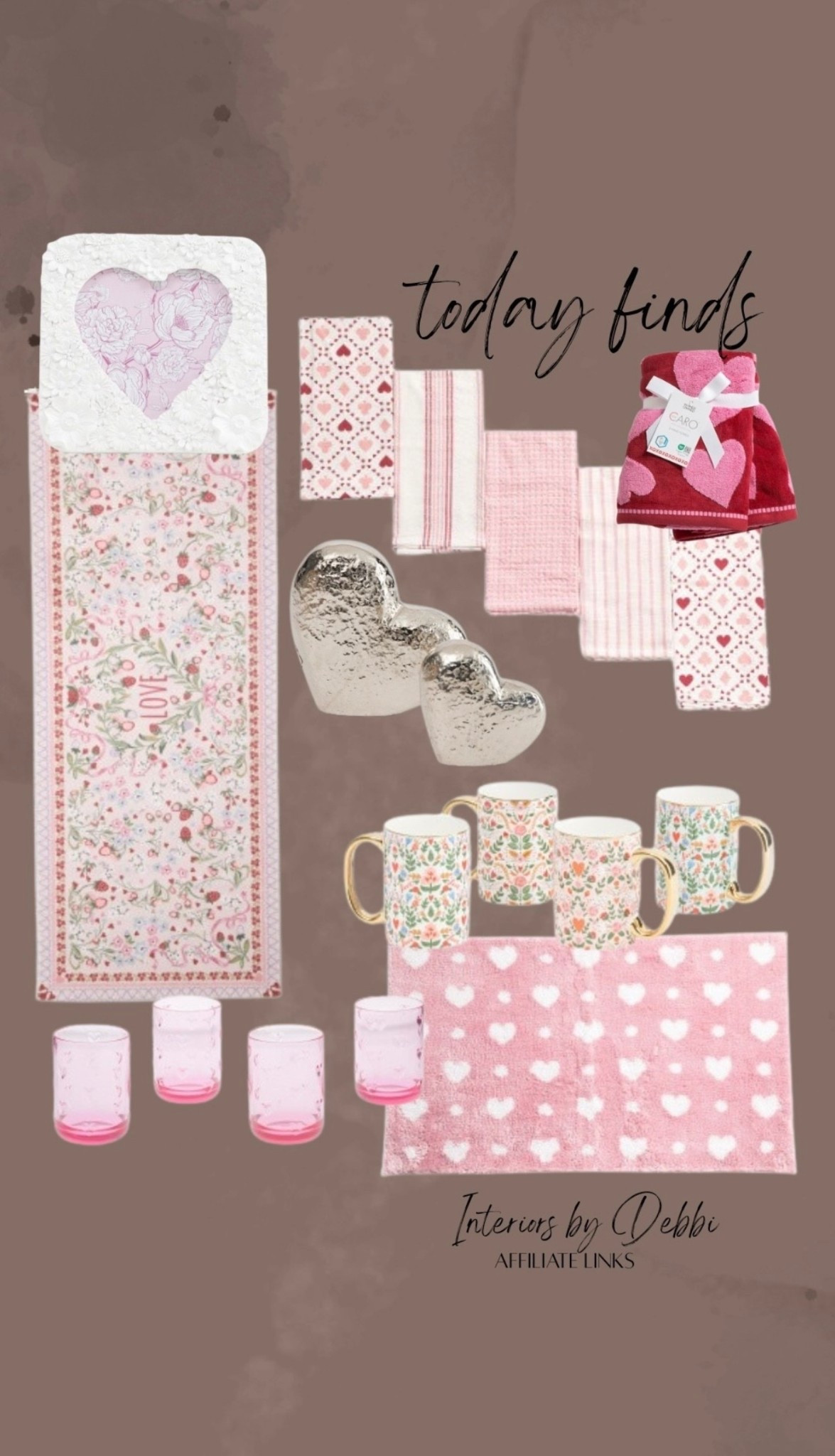 TJ Maxx Finds
Valentines Day Decor, rugs, cups, towels, transitional home, modern decor, amazon find, amazon home, target home decor, mcgee and co, studio mcgee, amazon must have, pottery. barn, Walmart finds, affordable decor, home styling, budget friendly, accessories, neutral decor, home finds, new arrival, coming soon, sale alert, high end look for less, Amazon favorites, Target finds, cozy, modern, earthy, transitional, luxe, romantic, home decor, budget friendly decor, Amazon decor #tjmaxx



#LTKSeasonal #LTKHome