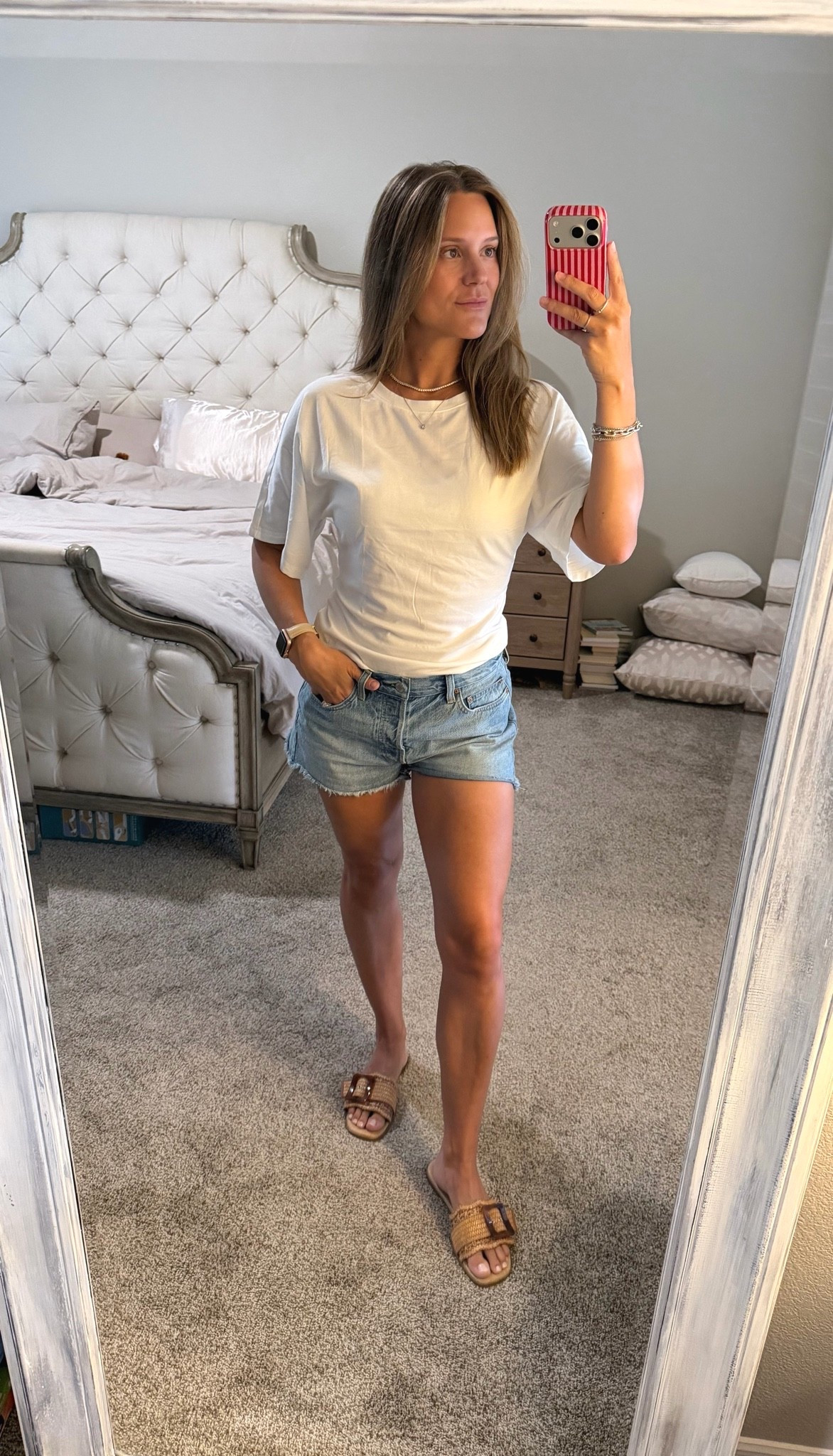 This Amazon tee has a defined waist and bat wing sleeves to elevate your everyday look! Pair with some denim shorts and slide sandals & you’re good to go!

My shorts are from last summer but currently on clearance & I linked a similar pair, same brand. They have washed and worn so well 👌🏻

Wearing small in shirt
Shorts TTS

#LTKmomlife #LTKootd