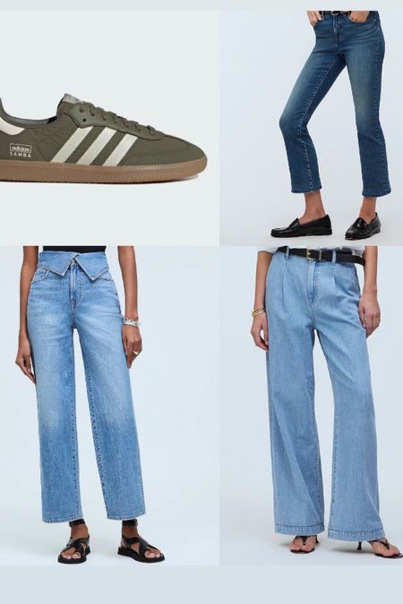 Love these jeans 💘 crop kick flare and waist details 
Sambas I got
Men’s 8, women’s 9