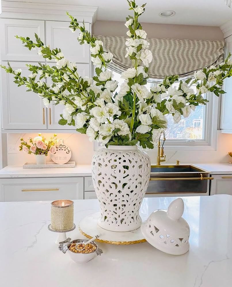 ASPIRE DESIGNS White Ginger Jar VASE with Lid/Ceramic VASE or Flower vase for Home Decor (LARGE 1... | Amazon (US)